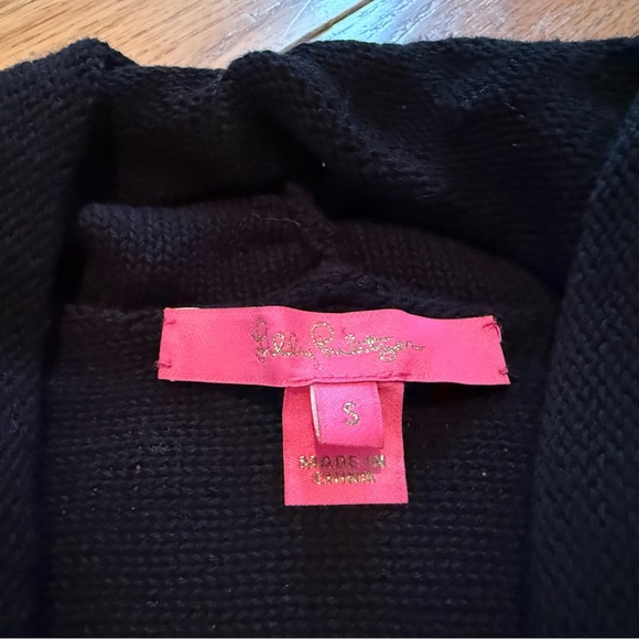 Lilly Pulitzer Tatum BLACK Fringe Hem Open Cardigan Sweater Women’s Size S - Picture 8 of 15